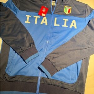 New Men's Italy Jacket, Full Zip Italia Soccer Track Jacket With Zipper Pockets